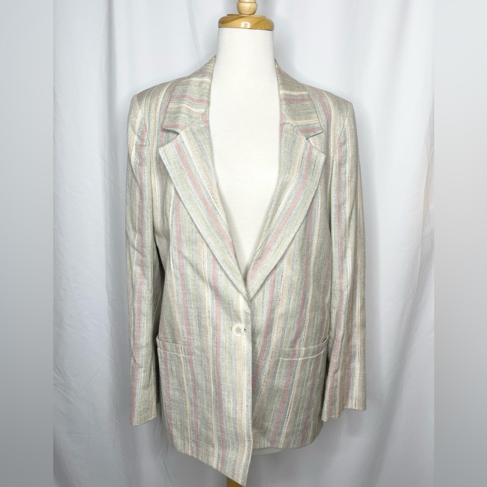 Anderson Little vintage linen striped blazer pastel (12)